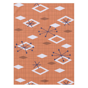 Toalha De Mesa Meio século Diamantes Starbursts Queimados Laranja