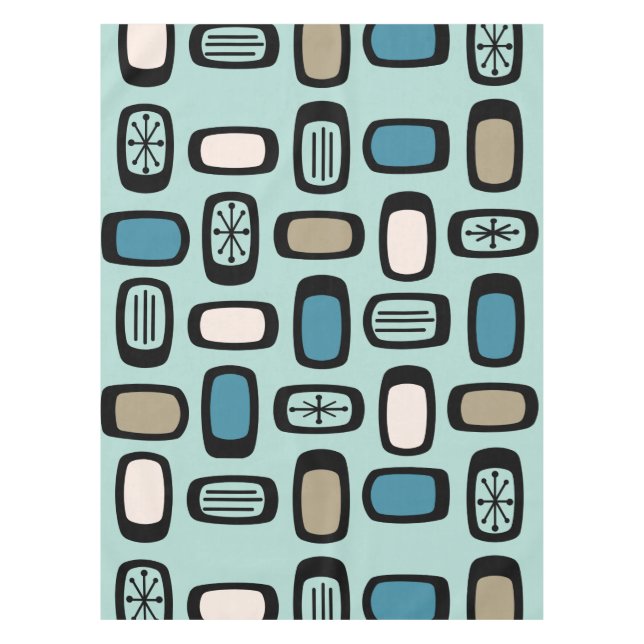 Toalha De Mesa Meio século MCM Arredondado Retângulo Aquamarine (Frente)