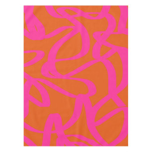 Toalha De Mesa Meio século Moderno Linhas Abstrato Laranja E Rosa