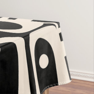 Toalha De Mesa Meio século preto no piquete retrô moderno e creme