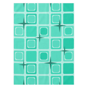 Toalha De Mesa Meio século - Quadrados Modernos - Stars Teal