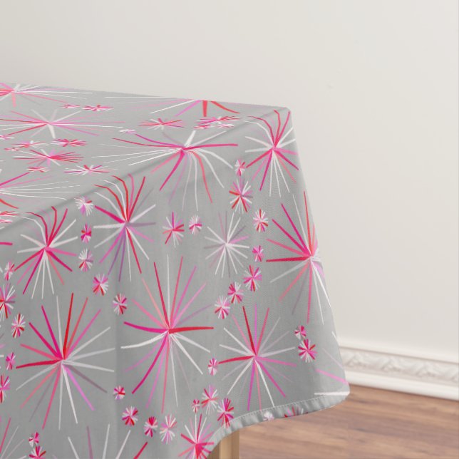 Toalha De Mesa Meio século Sputnik, Cinza e Fuchsia (Posição Original)