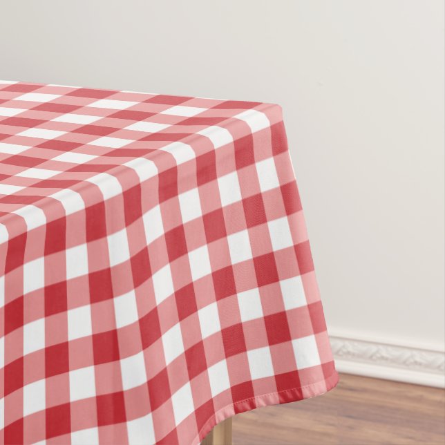 Toalha De Mesa Mellow Classic Gingham - red white check plaid. (Posição Original)