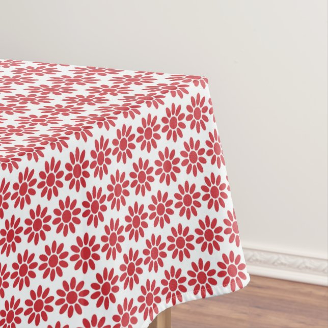 Toalha De Mesa Mellow Geo Flowers - Christmas red on white decor. (Posição Original)