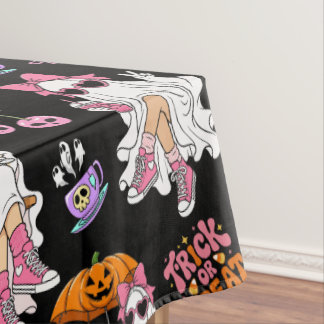 Toalha De Mesa Menina Fantasma Rosa Halloween Fofo Assustador