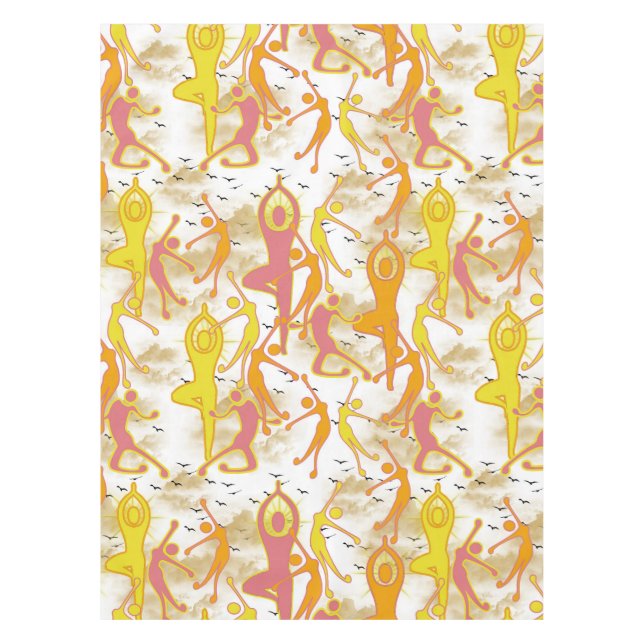 Toalha De Mesa Meninas Felizes de Yoga Dançando  (Frente)