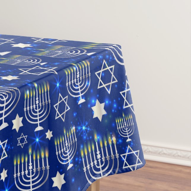 Toalha De Mesa Menorá Azul (Posição Original)