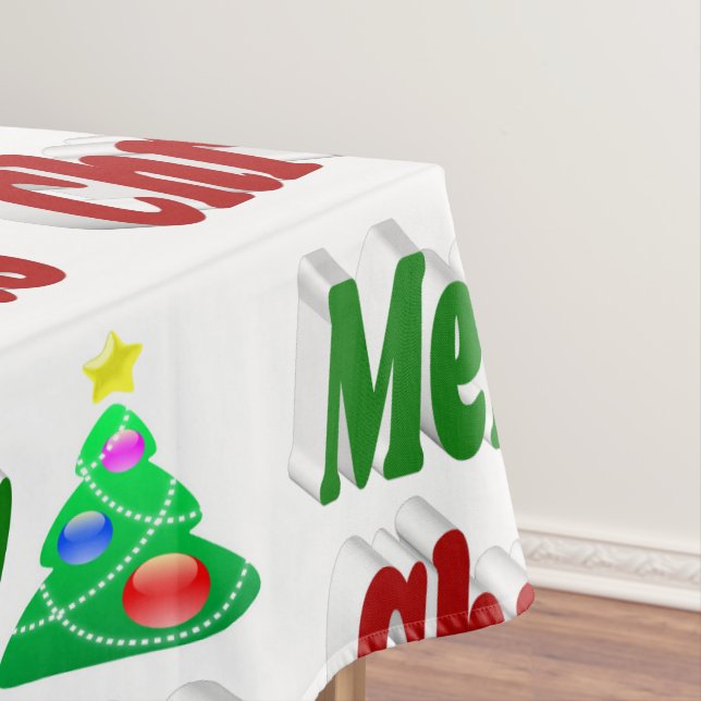 Toalha De Mesa Merry Christmas Tree red - Tpografia verde (Posição Original)