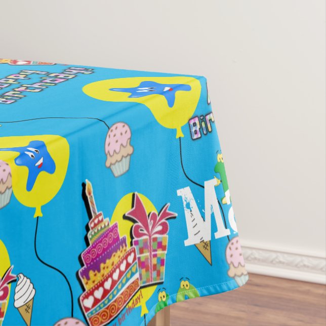 Toalha De Mesa Mesa, Feliz 10º aniversário, #10 Azul (Posição Original)