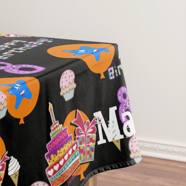 Toalha De Mesa Mesa, Feliz 8.º aniversário, #8 Preto (Posição Original)