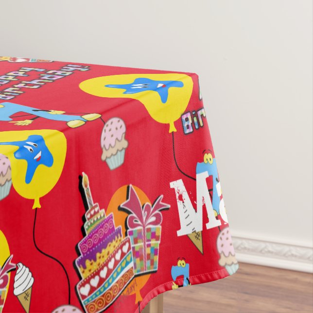 Toalha De Mesa Mesa, Feliz aniversário de 7, #7 Vermelho (Posição Original)