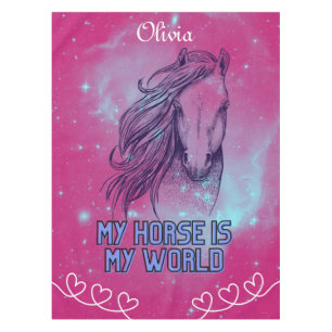 Toalha De Mesa Meu Cavalo É Meu Mundo Magenta