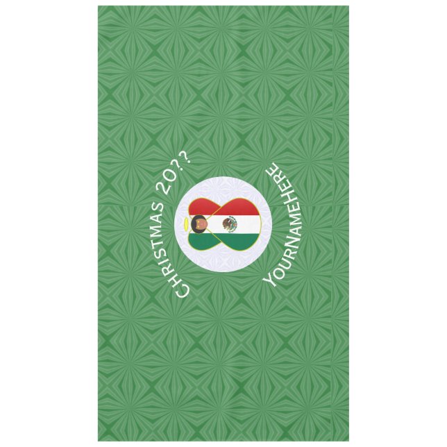 Toalha De Mesa Mexico Angel Christmas Flag Personalize Horizontal (Frente)