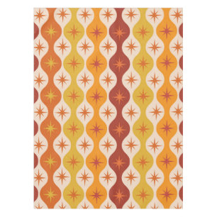 Toalha De Mesa Mid Century Orange Mod Stars on ogee pattern
