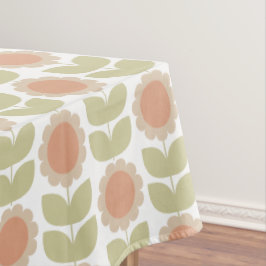 Toalha De Mesa  Mid-Century Pastel Pink Retro Floral Pattern