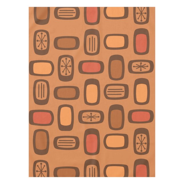 Toalha De Mesa Midcentury MCM Rounded Rectangles Burnt Orange (Frente)