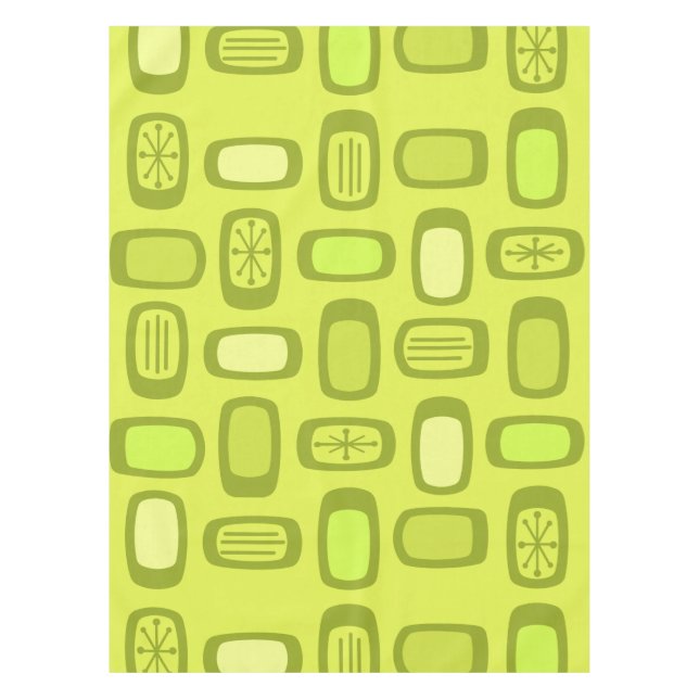 Toalha De Mesa Midcentury MCM Rounded Rectangles Chartreuse (Frente)