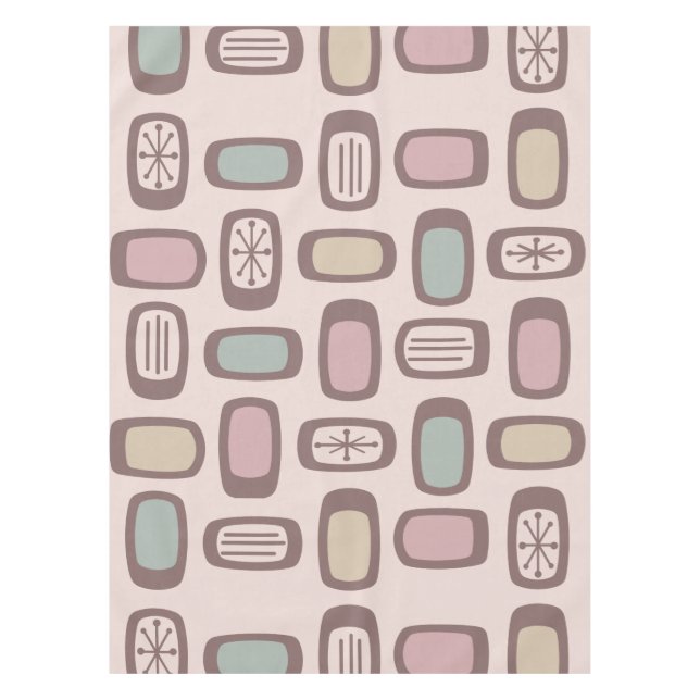 Toalha De Mesa Midcentury MCM Rounded Rectangles Pink Pastel (Frente)