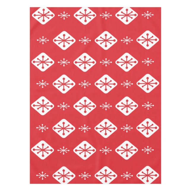 Toalha De Mesa Midcentury Starbursts Diamonds Red (Frente)