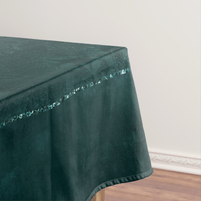 Toalha De Mesa Midnight Teal Romance | Dark Satinge Damask (Posição Original)