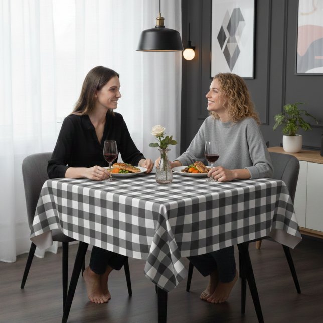 Toalha de Mesa Minimalista Simples Branca e Cinza (Criador carregado)