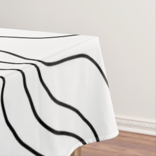 Toalha De Mesa Mínimo de arte em linha branca e preta Design mod