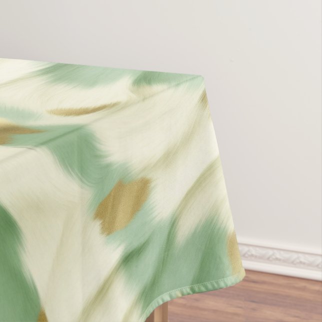 Toalha De Mesa Mint Green Cream Dourado Cowhide (Posição Original)