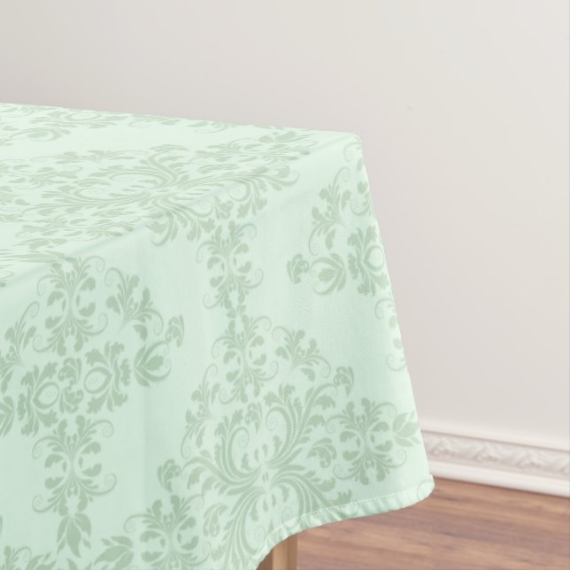 Toalha De Mesa Mint-Green Floral Damask (Posição Original)