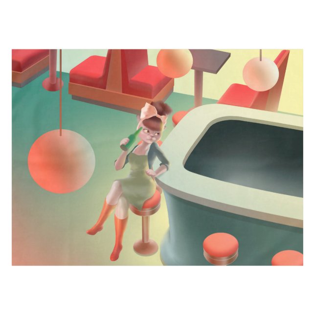 Toalha De Mesa Miss Meow - Bar Noturno (Frente (Horizontal))