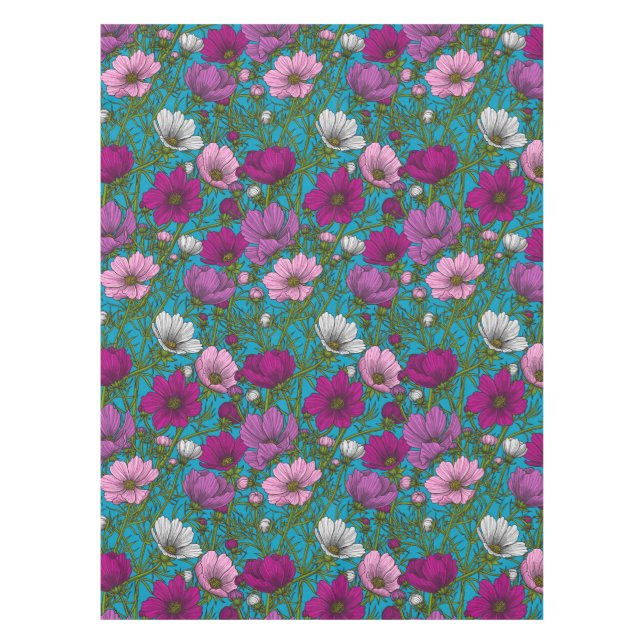 Toalha De Mesa Mistura Cosmos em azul (Frente)