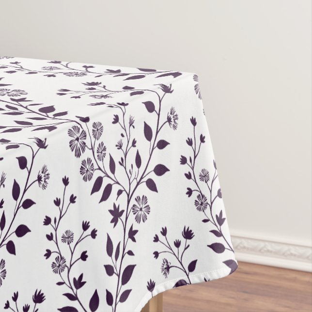 Toalha De Mesa Modern Boho Floral Pattern Plum White (Posição Original)