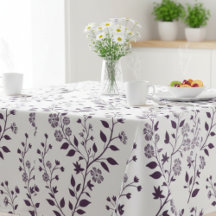 Modern Boho Floral Pattern Plum White