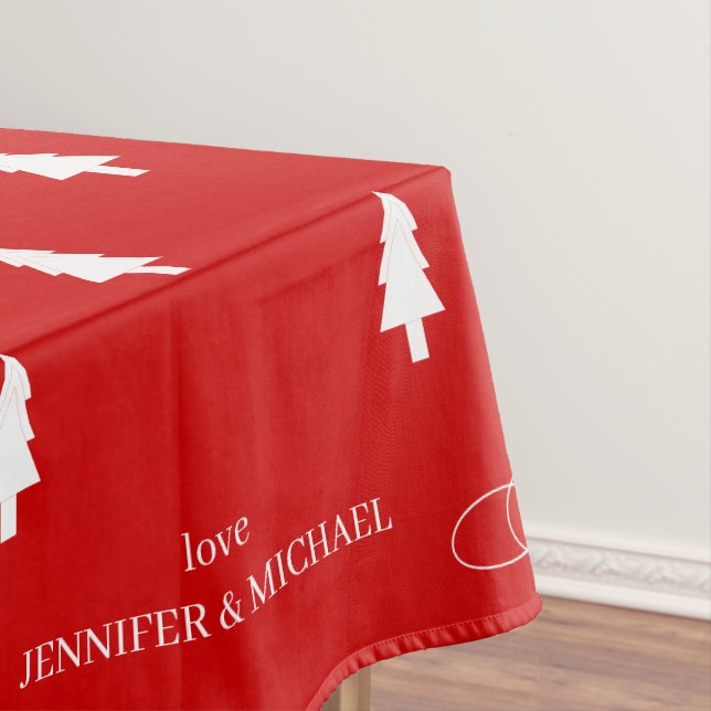 Toalha De Mesa Modern elegant red pine tree Joy Christmas (Posição Original)