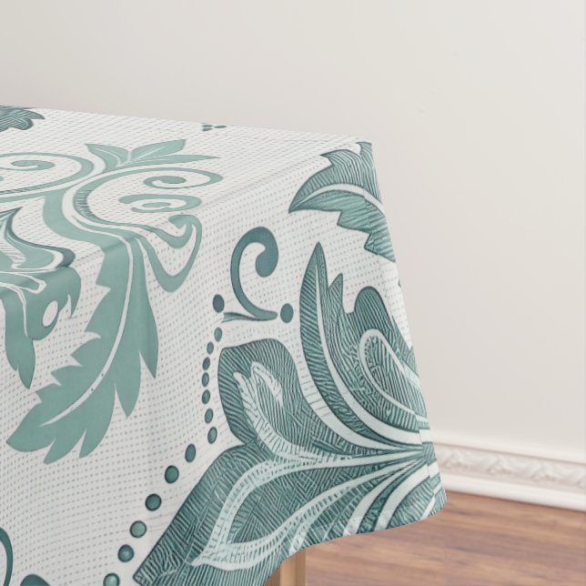 Toalha De Mesa Modern Teal Nordic Damask (Posição Original)