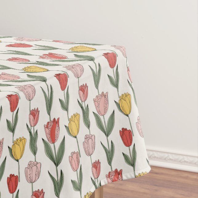 Toalha De Mesa Modern Tulip Floral Pattern Soft Botanical Spring (Posição Original)