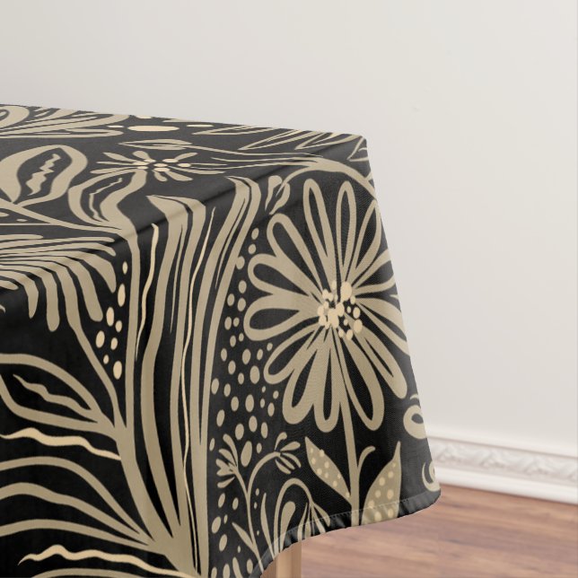 Toalha De Mesa Moderno | IMPRESSÃO FLORAL | bege em preto (Posição Original)