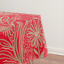 Toalha De Mesa Moderno | IMPRESSÃO FLORAL | bege em vermelho