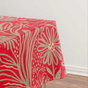 Toalha De Mesa Moderno impressão FLORAL bege em vermelho