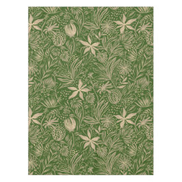Toalha De Mesa Moderno | IMPRESSÃO FLORAL | Beige on Green