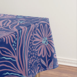 Toalha De Mesa Moderno | impressão FLORAL | Mauve em Azul Real