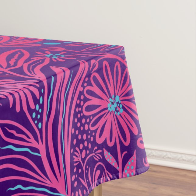 Toalha De Mesa Moderno | IMPRESSÃO FLORAL | Rosa em Roxo (Posição Original)