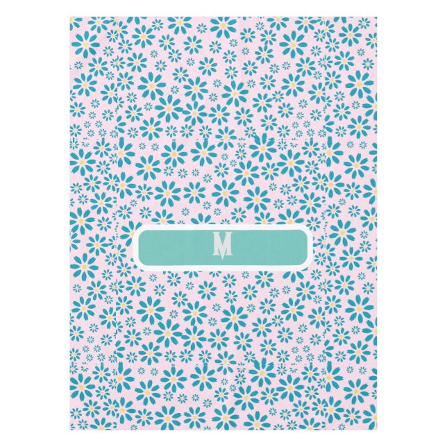 Toalha De Mesa Moderno Personalizado Flor de Daisy Inicial (Frente)