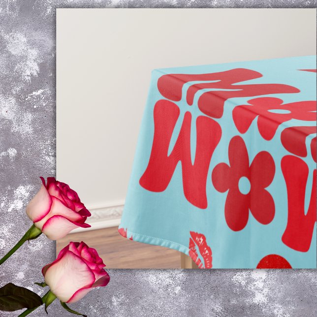 Toalha De Mesa MOM/WOW: Uma letra de amor em vermelho em azul | (Criador carregado)