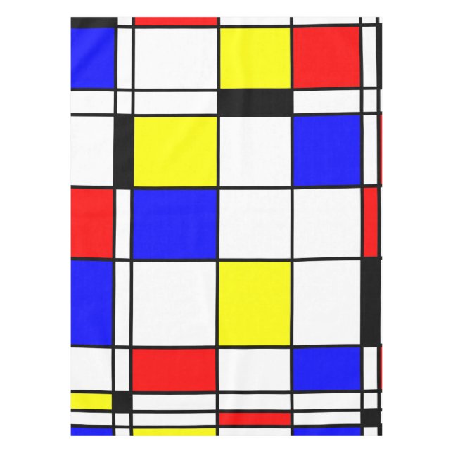 Toalha De Mesa Mondrian Art Modern Abstrato (Frente)