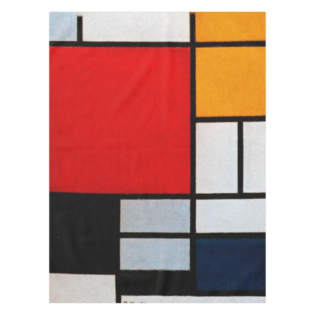 Toalha De Mesa Mondrian - Composição com Plano Vermelho Grande (Frente)