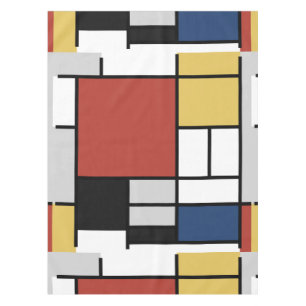 Toalha De Mesa Mondrian Painting Red Plane Yellow Black Cinza Blu