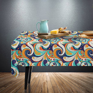 Toalha De Mesa Monitor Retro Swirls de 60s 70s Abstrato Pat#1 ID1