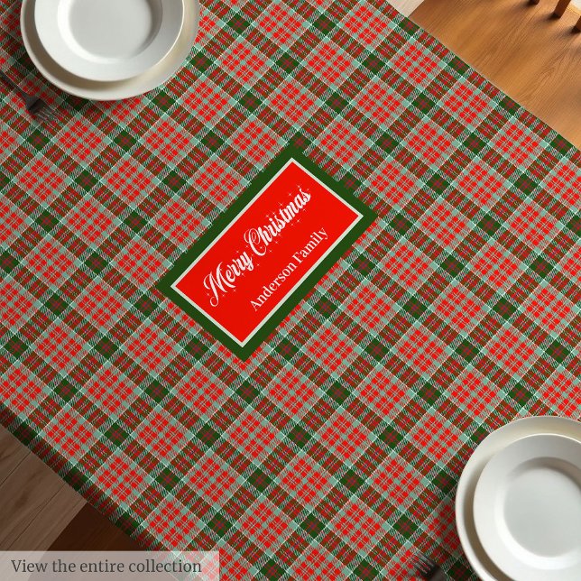 Toalha De Mesa Monogram Plaid Tablecloth Red Green Christmas Chic (Monogram Plaid Tablecloth Red Green Christmas Chic)