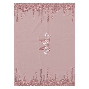 Toalha De Mesa Monograma com brilho Dourado de Rosa de luxo