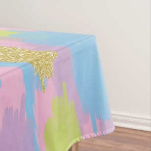Toalha De Mesa Monograma de padrão de pinceladas Abstrato colorid